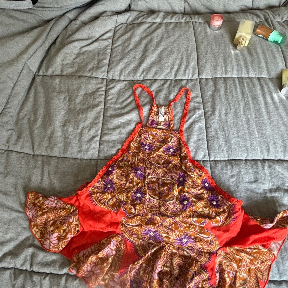 Free People Red and Purple Lace Camisole